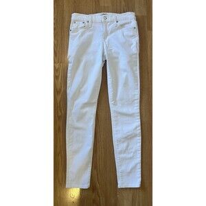 J Crew White 8” Mid Rise Toothpick Skinny Jeans Size 26 Tall
